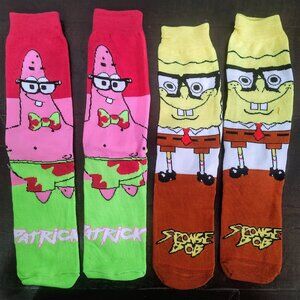 Set of Two SpongeBob and Patrick MENS/WOMENS/TEENS/KIDS Crew Socks One Size